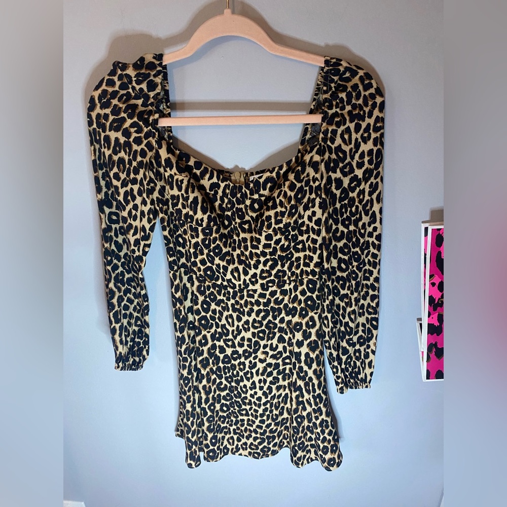 Reformation mochi animal print mini  long sleeve dress 👗